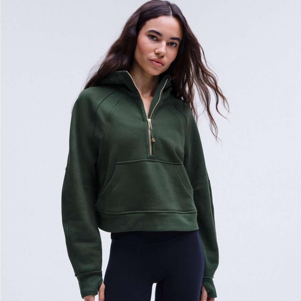 Lululemon scuba half zip legacy green with gold zipper